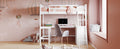 Twin Size Loft Bed With Shelves And Desk, Wooden Loft Bed With Desk White Old Sku:Lt000537Aak Twin White Solid Wood