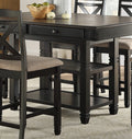 Transitional Style Counter Height Dining Set 5Pc Table W Display Shelves Drawers And 4X Counter Height Chairs Black Finish Funiture Wood Black Seats 4 Wood Dining Room Transitional Rectangular Dining Table With Chair Rubber Wood