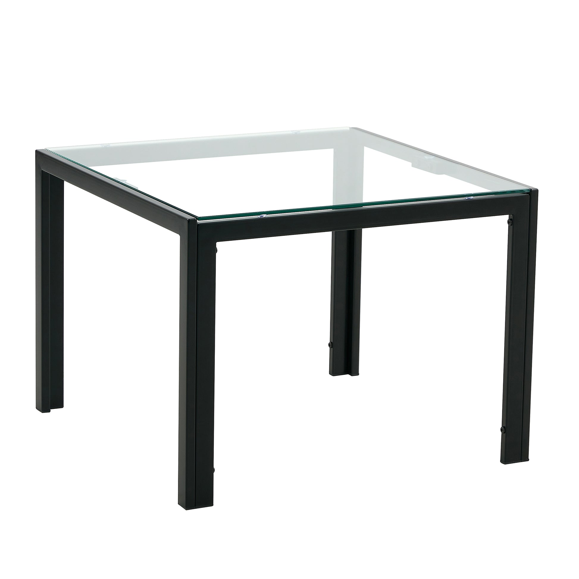 Coffee Table Set Of 2, Square Modern Table With Tempered Glass Finish For Living Room,Transparent Transparent Glass