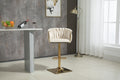 Coolmore Vintage Bar Stools With Back And Footrest Counter Height Dining Chairs 2Pc Set Ivory Metal