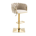 Coolmore Vintage Bar Stools With Back And Footrest Counter Height Dining Chairs 2Pc Set Ivory Metal