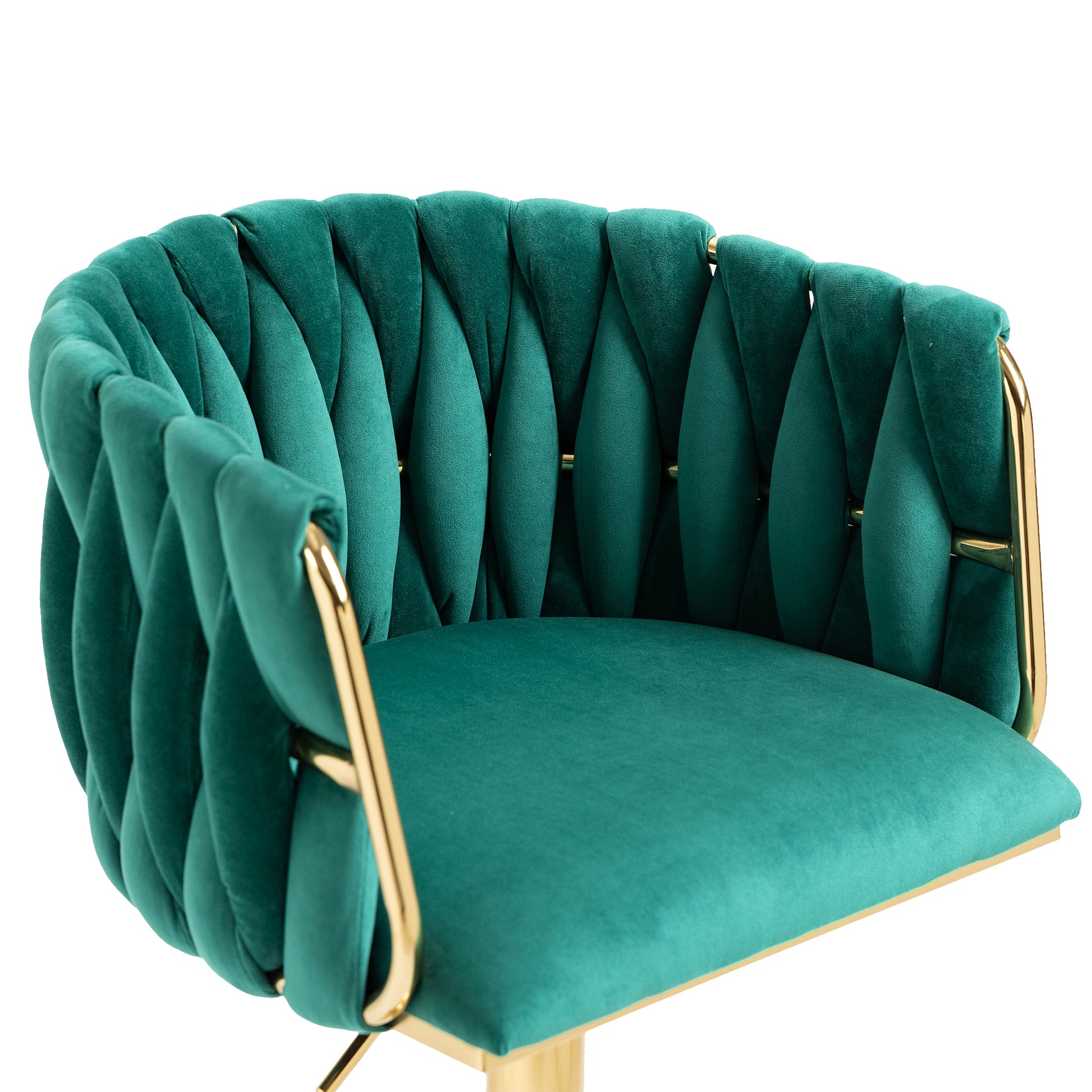 Coolmore Vintage Bar Stools With Back And Footrest Counter Height Dining Chairs 2Pc Set Emerald Metal