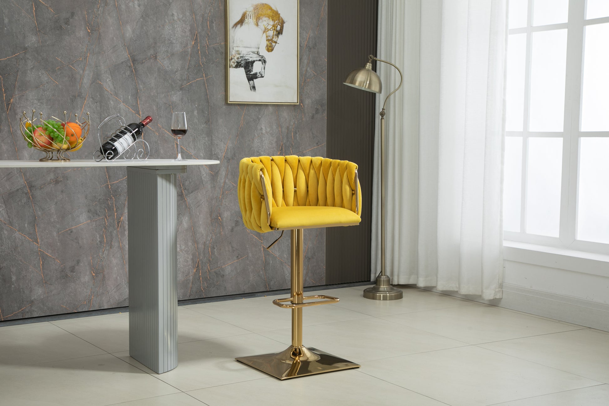 Coolmore Vintage Bar Stools With Back And Footrest Counter Height Dining Chairs 2Pc Set Mustard Metal