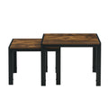Nesting Coffee Table Set Of 2, Square Modern Stacking Table With Wood Finish For Living Room,Rustic Brown Rustic Brown Mdf