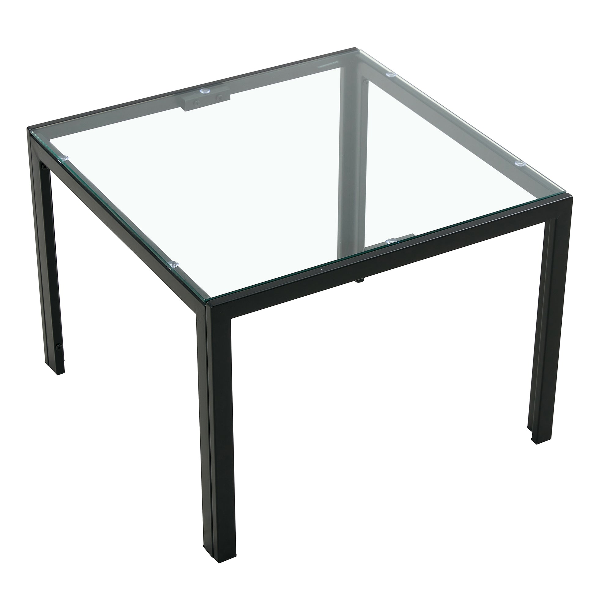 Coffee Table Set Of 2, Square Modern Table With Tempered Glass Finish For Living Room,Transparent Transparent Glass