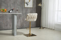 Coolmore Vintage Bar Stools With Back And Footrest Counter Height Dining Chairs 2Pc Set Ivory Metal