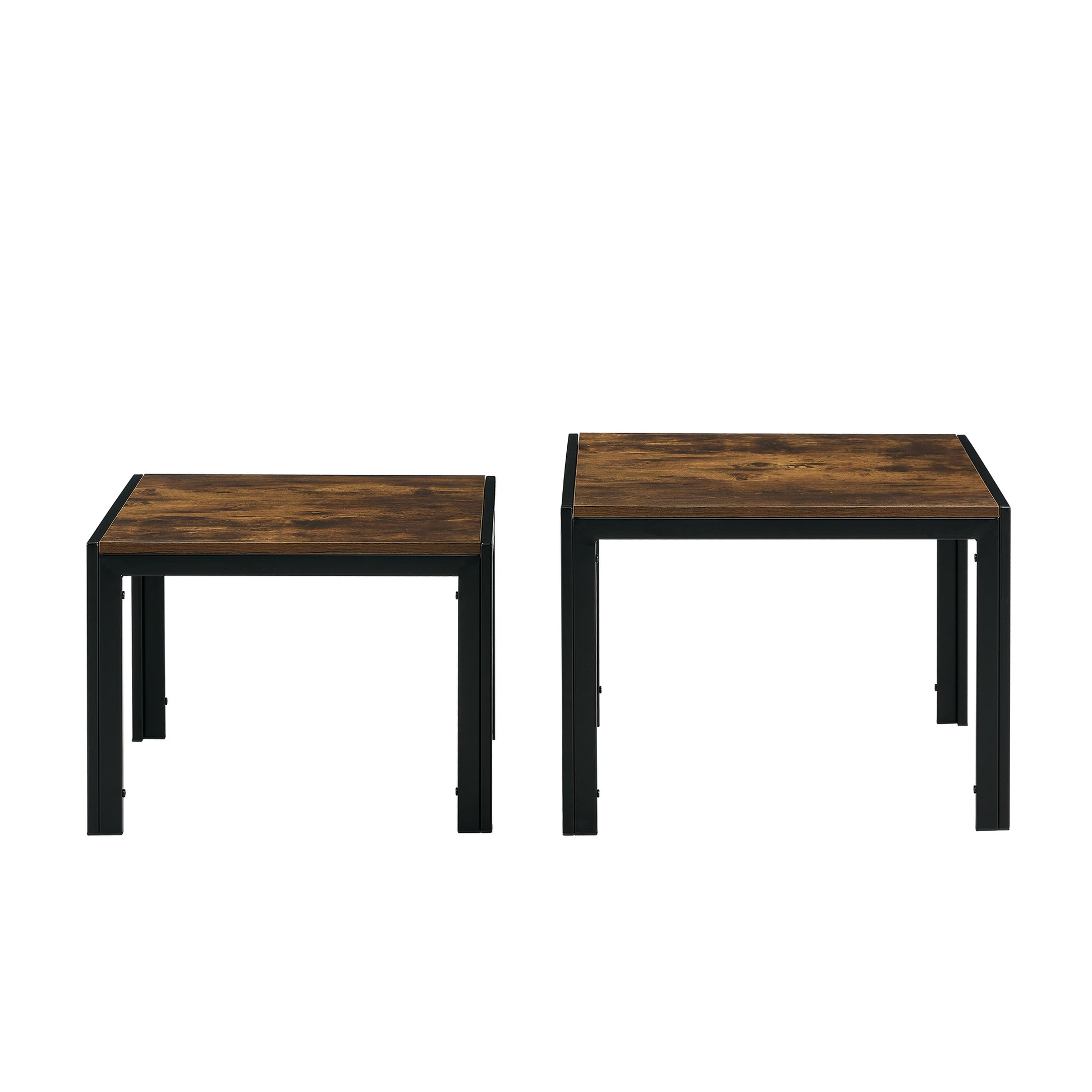 Nesting Coffee Table Set Of 2, Square Modern Stacking Table With Wood Finish For Living Room,Rustic Brown Rustic Brown Mdf