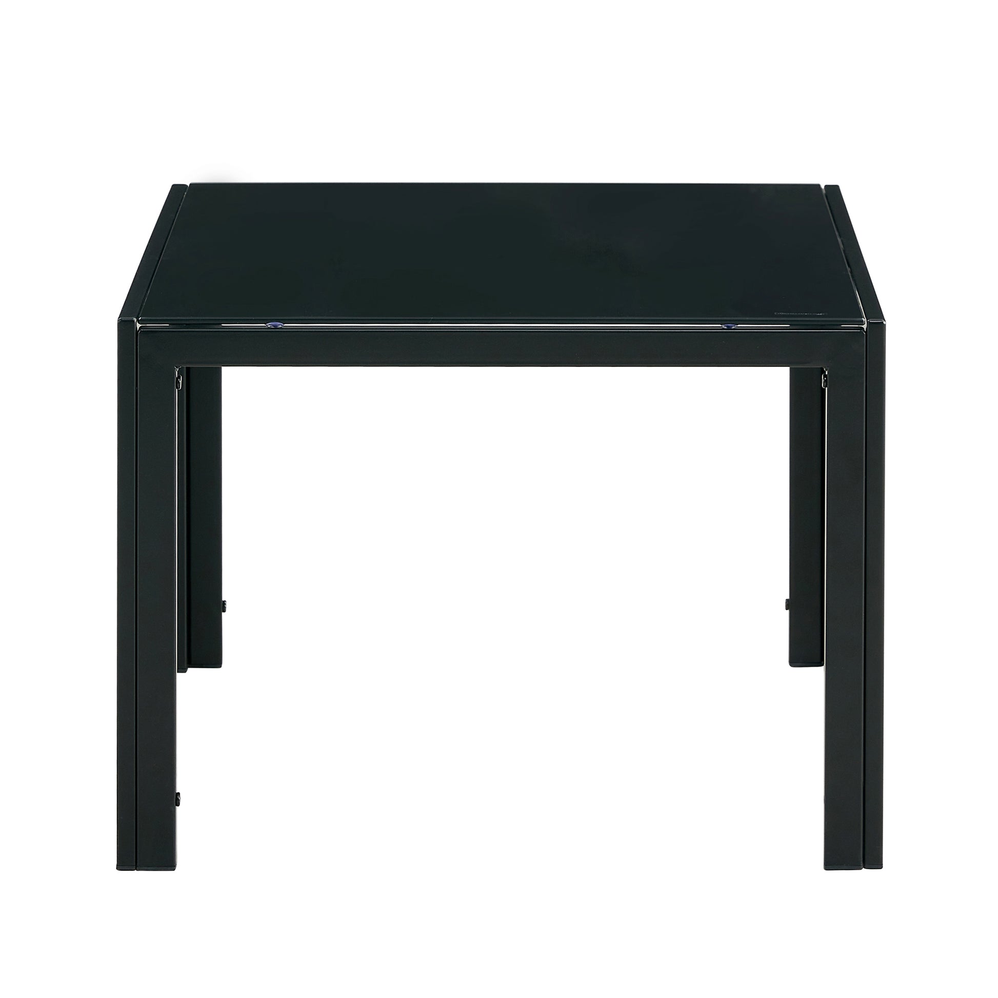 Nesting Coffee Table Set Of 2, Square Modern Stacking Table With Tempered Glass Finish For Living Room,Black Black Glass