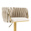 Coolmore Vintage Bar Stools With Back And Footrest Counter Height Dining Chairs 2Pc Set Ivory Metal