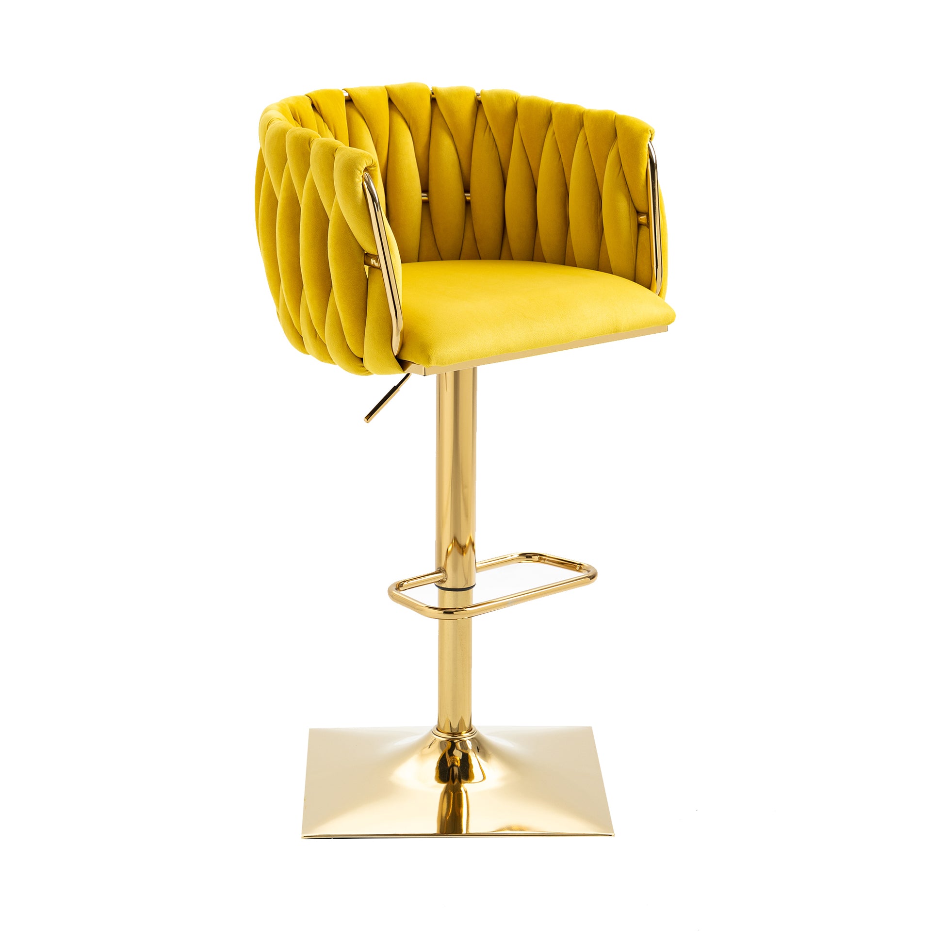 Coolmore Vintage Bar Stools With Back And Footrest Counter Height Dining Chairs 2Pc Set Mustard Metal