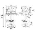 Bar Stools With Back And Footrest Counter Height Dining Chairs Velvet Grey 2Pcs Set Grey Upholstered