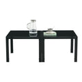 Coffee Table Set Of 2, Square Modern Table With Tempered Glass Finish For Living Room,Black Black Glass