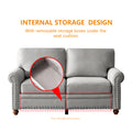 Linen Fabric Upholstery With Storage Loveseat Grey Grey Foam Fabric