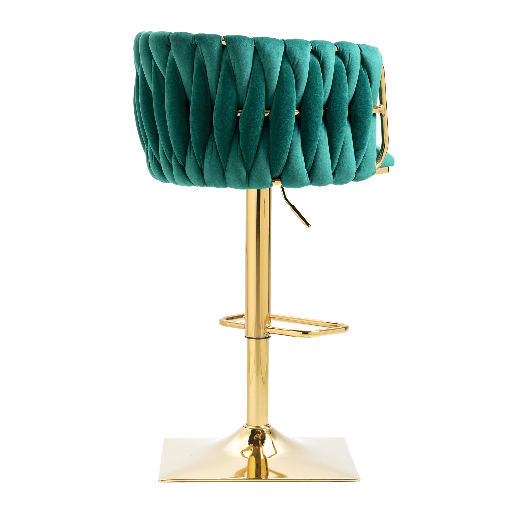 Coolmore Vintage Bar Stools With Back And Footrest Counter Height Dining Chairs 2Pc Set Emerald Metal