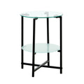 2 Piece Set Clear Tempered Glass End Table, Round Coffee Table For Bedroom Living Room Office Transparent Glass