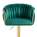 Coolmore Vintage Bar Stools With Back And Footrest Counter Height Dining Chairs 2Pc Set Emerald Metal