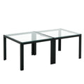 Coffee Table Set Of 2, Square Modern Table With Tempered Glass Finish For Living Room,Transparent Transparent Glass