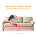 Linen Fabric Upholstery With Storage Sofa Beige Beige Foam Fabric
