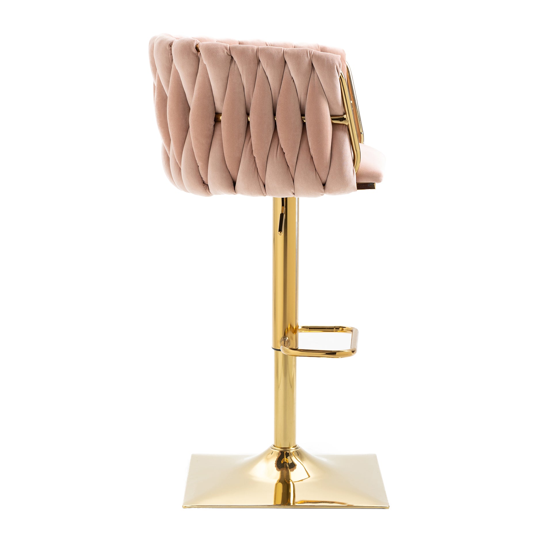 Coolmore Vintage Bar Stools With Back And Footrest Counter Height Dining Chairs 2Pc Set Pink Metal