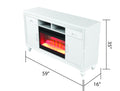 Sterling Tv Stand With Electric Fireplace In White White Solid Wood