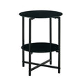 2 Piece Set Black Tempered Glass End Table, Round Coffee Table For Bedroom Living Room Office Black Glass