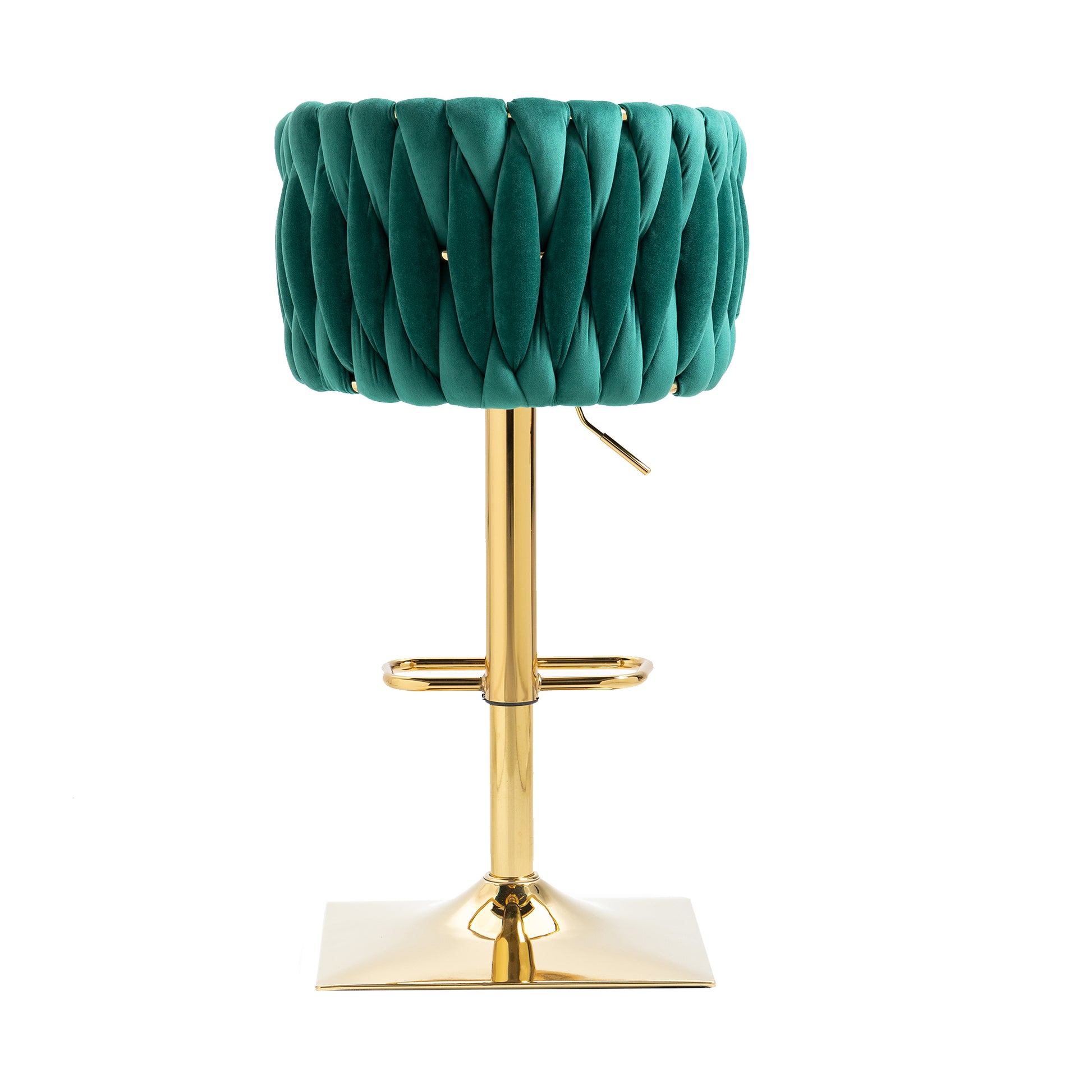Coolmore Vintage Bar Stools With Back And Footrest Counter Height Dining Chairs 2Pc Set Emerald Metal