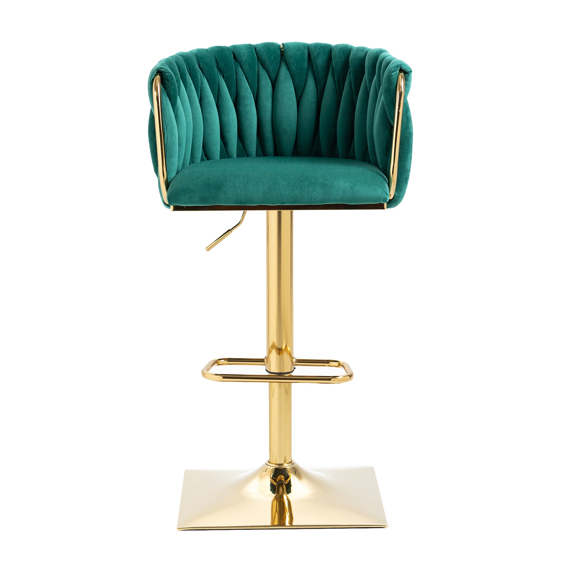 Coolmore Vintage Bar Stools With Back And Footrest Counter Height Dining Chairs 2Pc Set Emerald Metal
