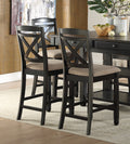 Transitional Style Counter Height Dining Set 7Pc Table W Display Shelves Drawers And 6X Counter Height Chairs Black Finish Funiture Wood Wood Black Seats 6 Wood Dining Room Transitional Rectangular Dining Table With Chair Rubber Wood