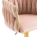 Coolmore Vintage Bar Stools With Back And Footrest Counter Height Dining Chairs 2Pc Set Pink Metal