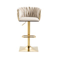 Coolmore Vintage Bar Stools With Back And Footrest Counter Height Dining Chairs 2Pc Set Ivory Metal
