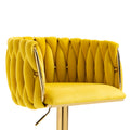 Coolmore Vintage Bar Stools With Back And Footrest Counter Height Dining Chairs 2Pc Set Mustard Metal