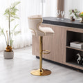 Bar Stools With Back And Footrest Counter Height Dining Chairs Velvet Beige 2Pcs Set Beige Upholstered