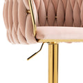 Coolmore Vintage Bar Stools With Back And Footrest Counter Height Dining Chairs 2Pc Set Pink Metal