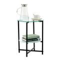 2 Piece Set Clear Tempered Glass End Table, Round Coffee Table For Bedroom Living Room Office Transparent Glass