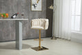 Coolmore Vintage Bar Stools With Back And Footrest Counter Height Dining Chairs 2Pc Set Ivory Metal