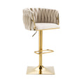 Coolmore Vintage Bar Stools With Back And Footrest Counter Height Dining Chairs 2Pc Set Ivory Metal
