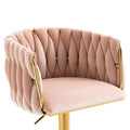 Coolmore Vintage Bar Stools With Back And Footrest Counter Height Dining Chairs 2Pc Set Pink Metal