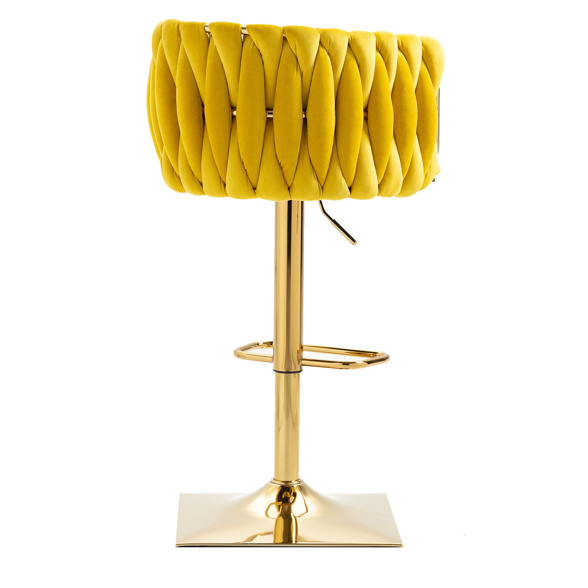 Coolmore Vintage Bar Stools With Back And Footrest Counter Height Dining Chairs 2Pc Set Mustard Metal