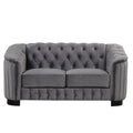 Modern 3 Piece Sofa Sets With Rubber Wood Legs,Velvet Upholstered Couches Sets Including Three Seat Sofa, Loveseat And Single Chair For Living Room Furniture Set,Gray Gray Foam Velvet