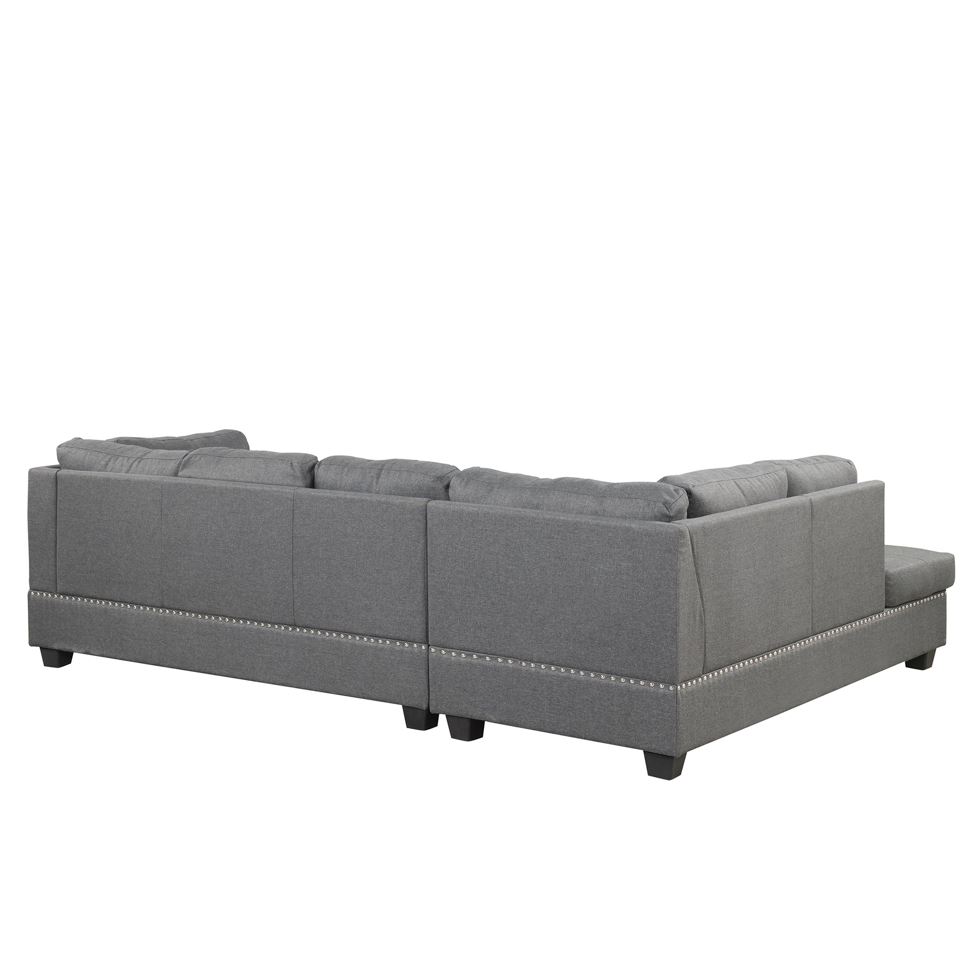 104.5" Reversible Sectional Sofa Space Saving With Storage Ottoman Rivet Ornament L Shape Couch For Small Or Large Space Dorm Apartment,Gray Old Sg000405Aaa Gray Foam Linen