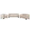 Modern 3 Piece Sofa Sets With Rubber Wood Legs,Velvet Upholstered Couches Sets Including Three Seat Sofa, Loveseat And Single Chair For Living Room Furniture Set,Beige Beige Foam Velvet