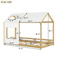 Twin Size House Bed With Roof And Window White Natural Twin White Mdf