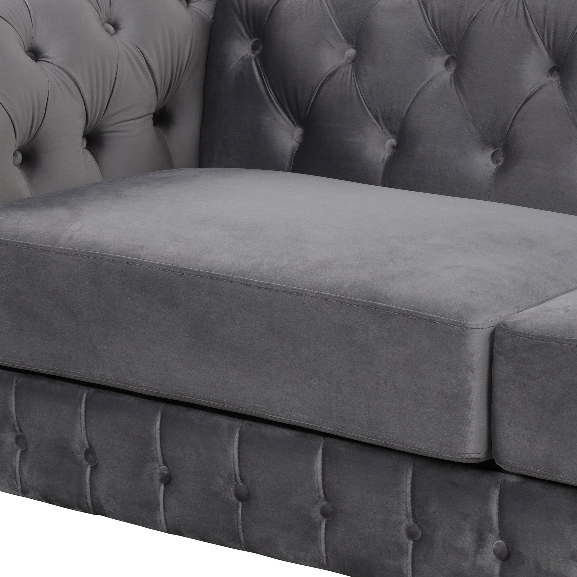 82" Mid Century Modern Sofa With Rubber Wood Legs,Velvet Upholstered Sofa Couch,Sofa With Thick Removable Seat Cushion, 3 Seater Sofa Couch For Living Room,Gray Gray Foam Velvet