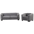 Modern 3 Piece Sofa Sets With Rubber Wood Legs,Velvet Upholstered Couches Sets Including Three Seat Sofa, Loveseat And Single Chair For Living Room Furniture Set,Gray Gray Foam Velvet