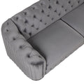 Modern 3 Piece Sofa Sets With Rubber Wood Legs,Velvet Upholstered Couches Sets Including Three Seat Sofa, Loveseat And Single Chair For Living Room Furniture Set,Gray Gray Foam Velvet