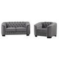 Modern 3 Piece Sofa Sets With Rubber Wood Legs,Velvet Upholstered Couches Sets Including Three Seat Sofa, Loveseat And Single Chair For Living Room Furniture Set,Gray Gray Foam Velvet