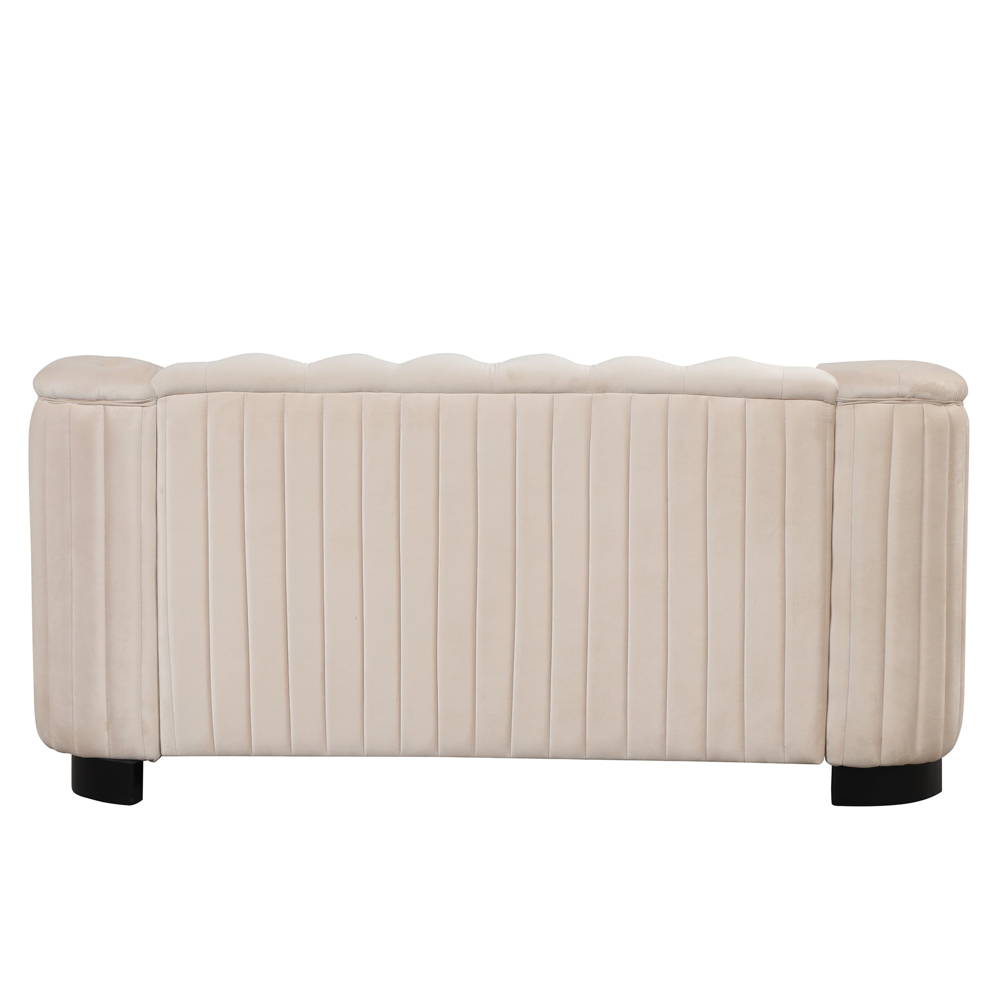 64" Velvet Upholstered Loveseat Sofa,Modern Loveseat Sofa With Thick Removable Seat Cushion,2 Person Loveseat Sofa Couch For Living Room,Bedroom,Or Small Space,Beige Beige Foam Velvet