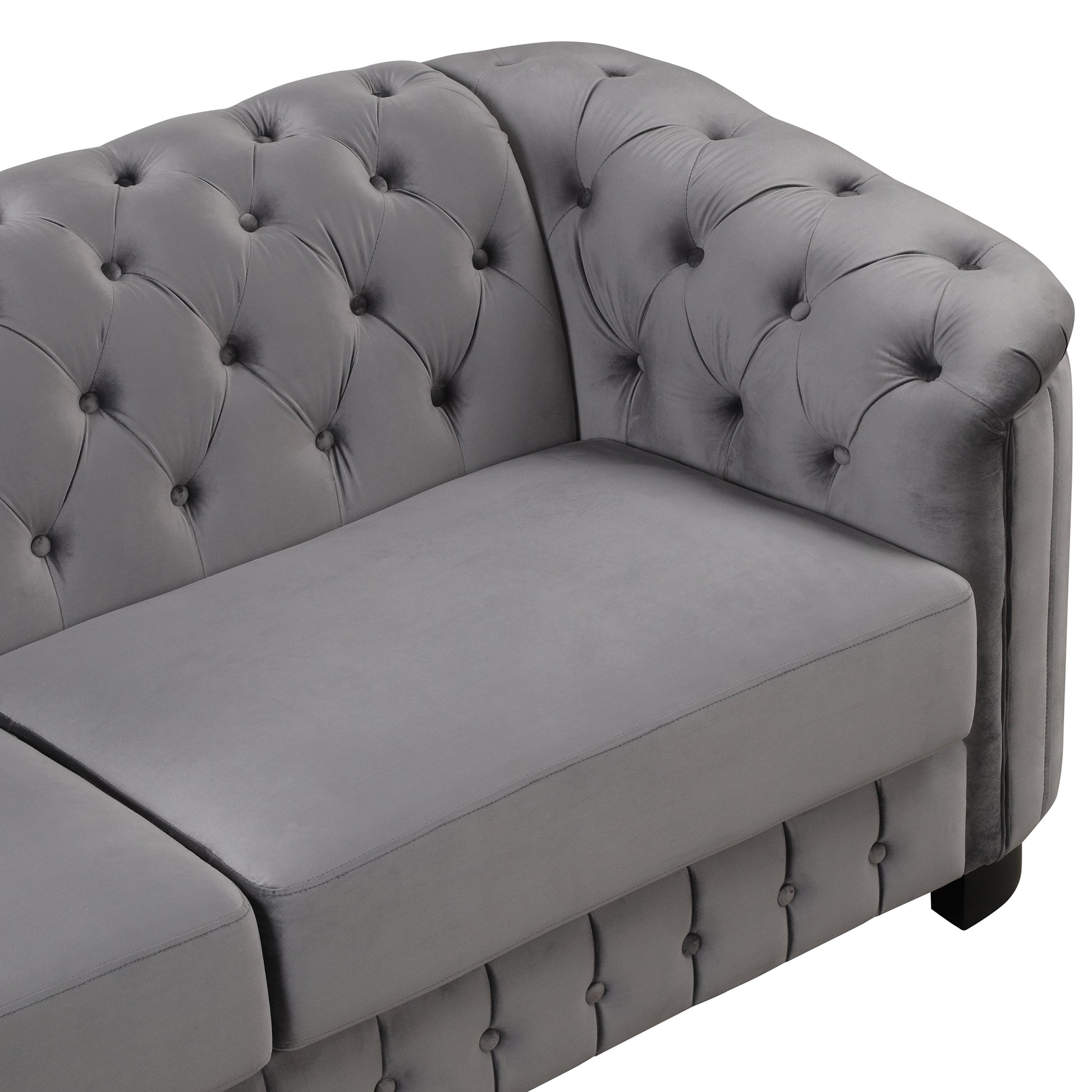 64" Velvet Upholstered Loveseat Sofa,Modern Loveseat Sofa With Thick Removable Seat Cushion,2 Person Loveseat Sofa Couch For Living Room,Bedroom,Or Small Space,Gray Gray Foam Velvet