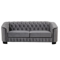 Modern 3 Piece Sofa Sets With Rubber Wood Legs,Velvet Upholstered Couches Sets Including Three Seat Sofa, Loveseat And Single Chair For Living Room Furniture Set,Gray Gray Foam Velvet