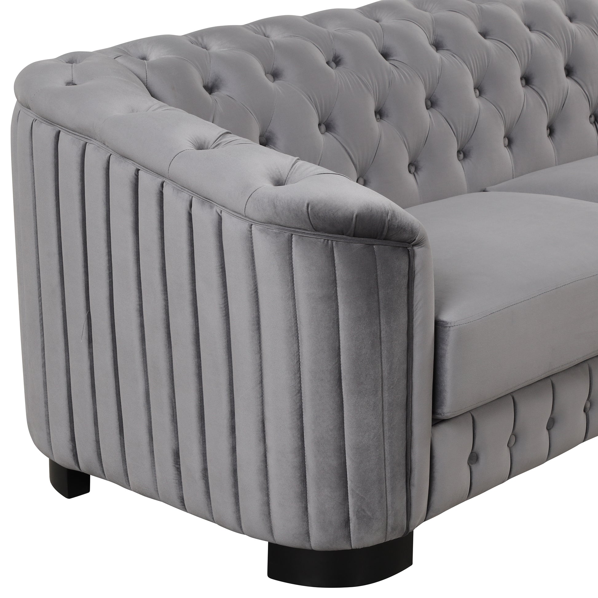 64" Velvet Upholstered Loveseat Sofa,Modern Loveseat Sofa With Thick Removable Seat Cushion,2 Person Loveseat Sofa Couch For Living Room,Bedroom,Or Small Space,Gray Gray Foam Velvet